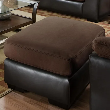 Casual Two-Tone Ottoman with Exposed Wood Legs